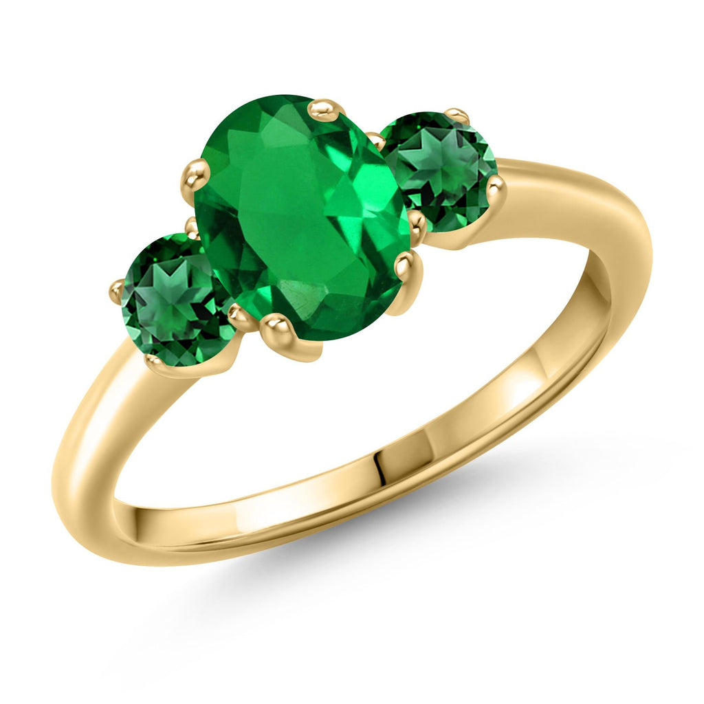 Nano Emerald - May_8_Ring in 925 Yellow Gold Plated Silver