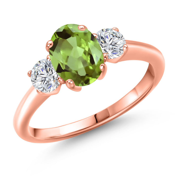 Peridot - August_5_Ring in 925 Rose Gold Plated Silver