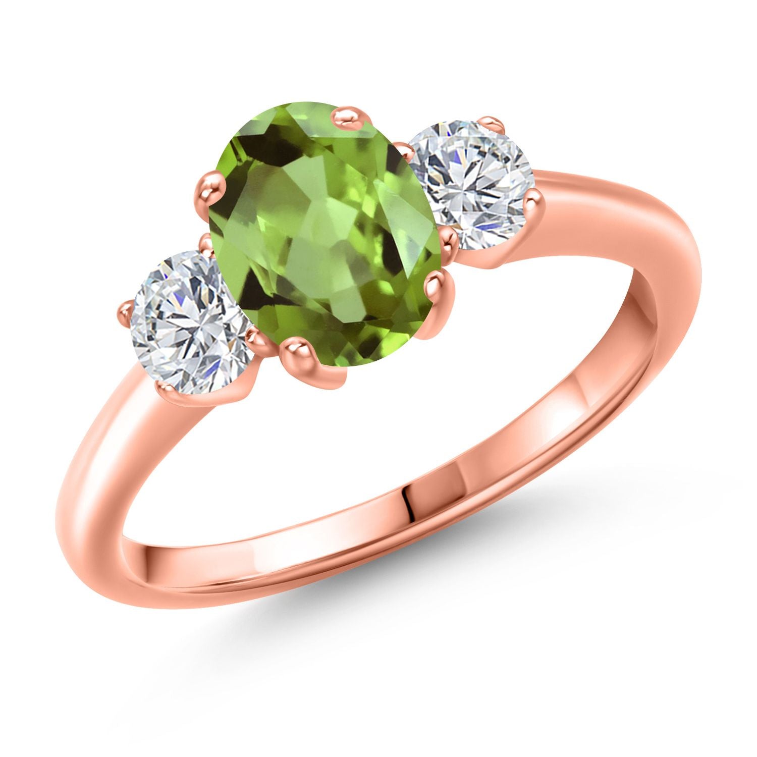 Peridot - August_7_Ring in 925 Rose Gold Plated Silver