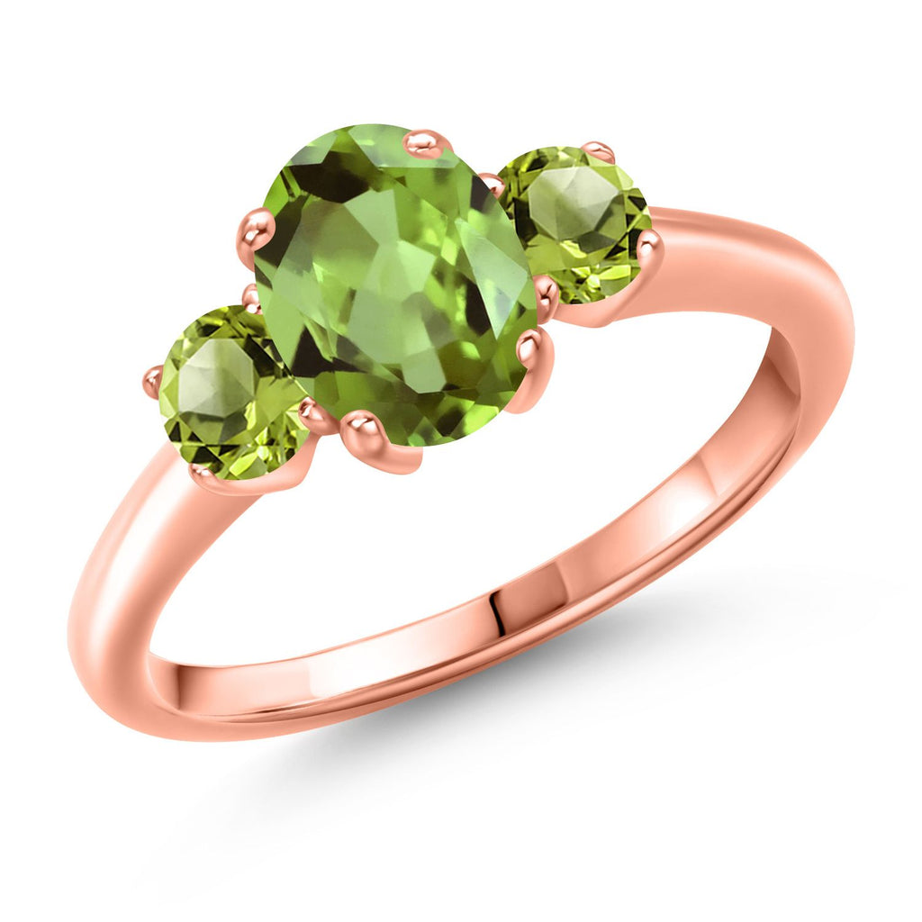 Peridot - August_9_Ring in 925 Rose Gold Plated Silver