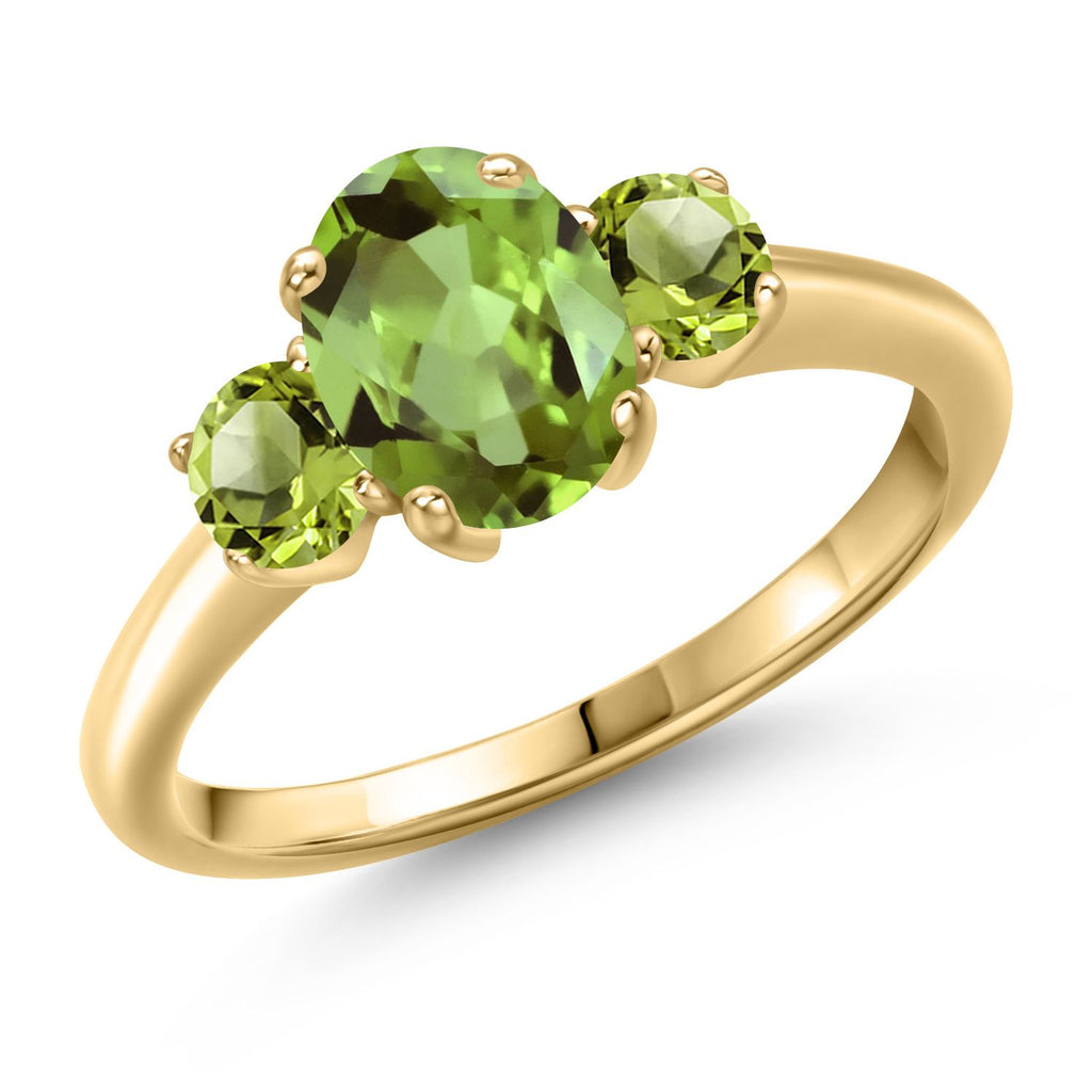 Peridot - August_9_Ring in 925 Yellow Gold Plated Silver