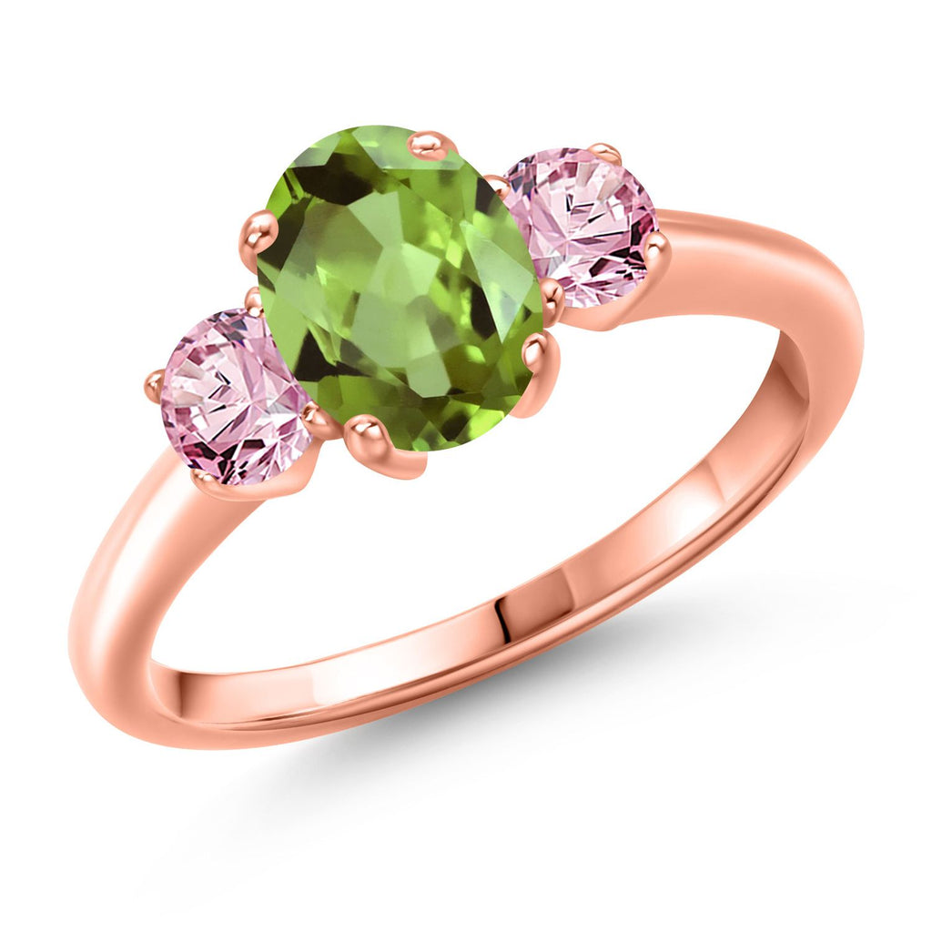 Peridot - August_8_Ring in 925 Rose Gold Plated Silver