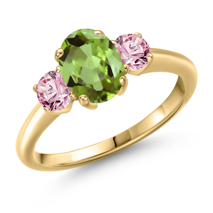 Peridot - August_5_Ring in 925 Yellow Gold Plated Silver