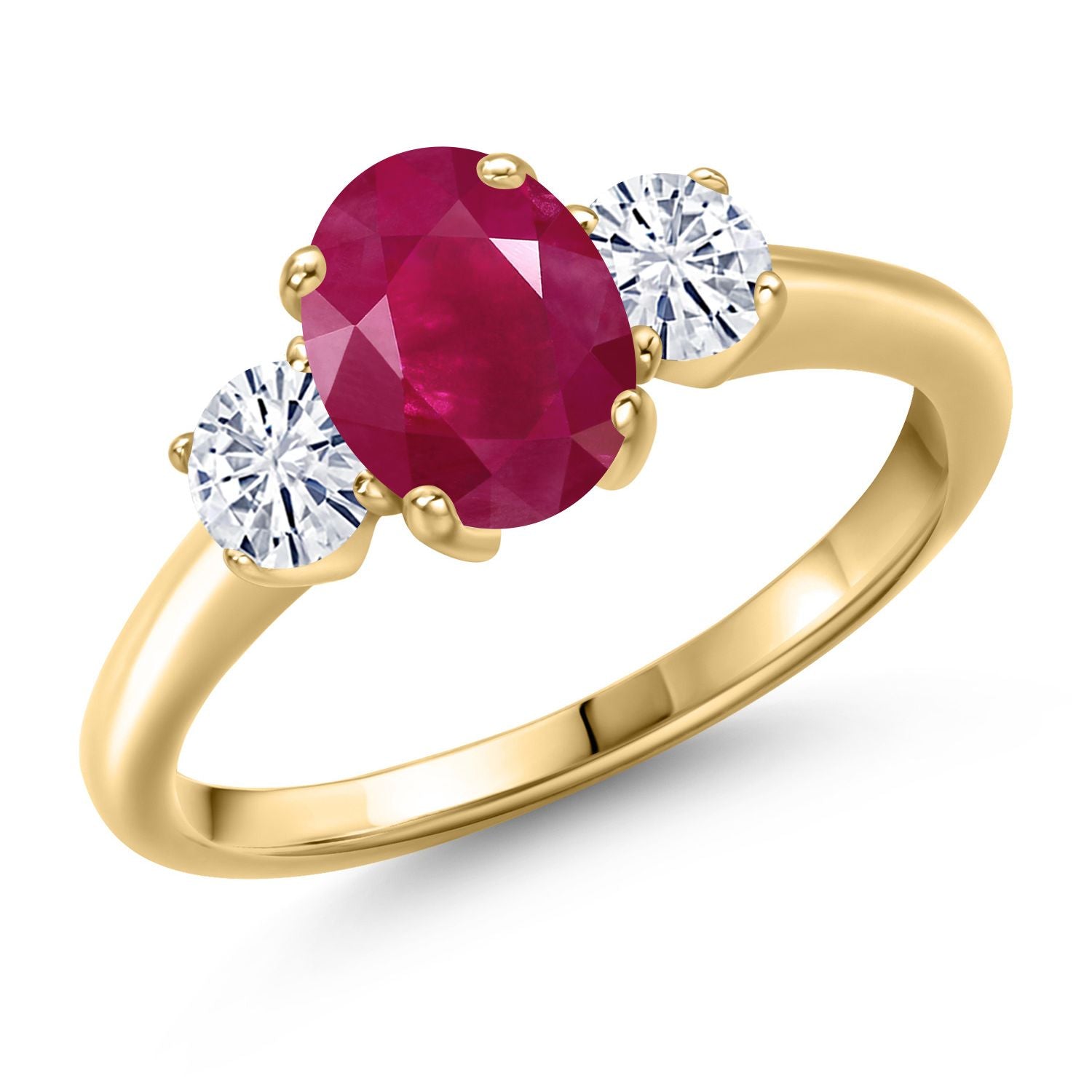 Ruby - July_9_Ring in 925 Yellow Gold Plated Silver
