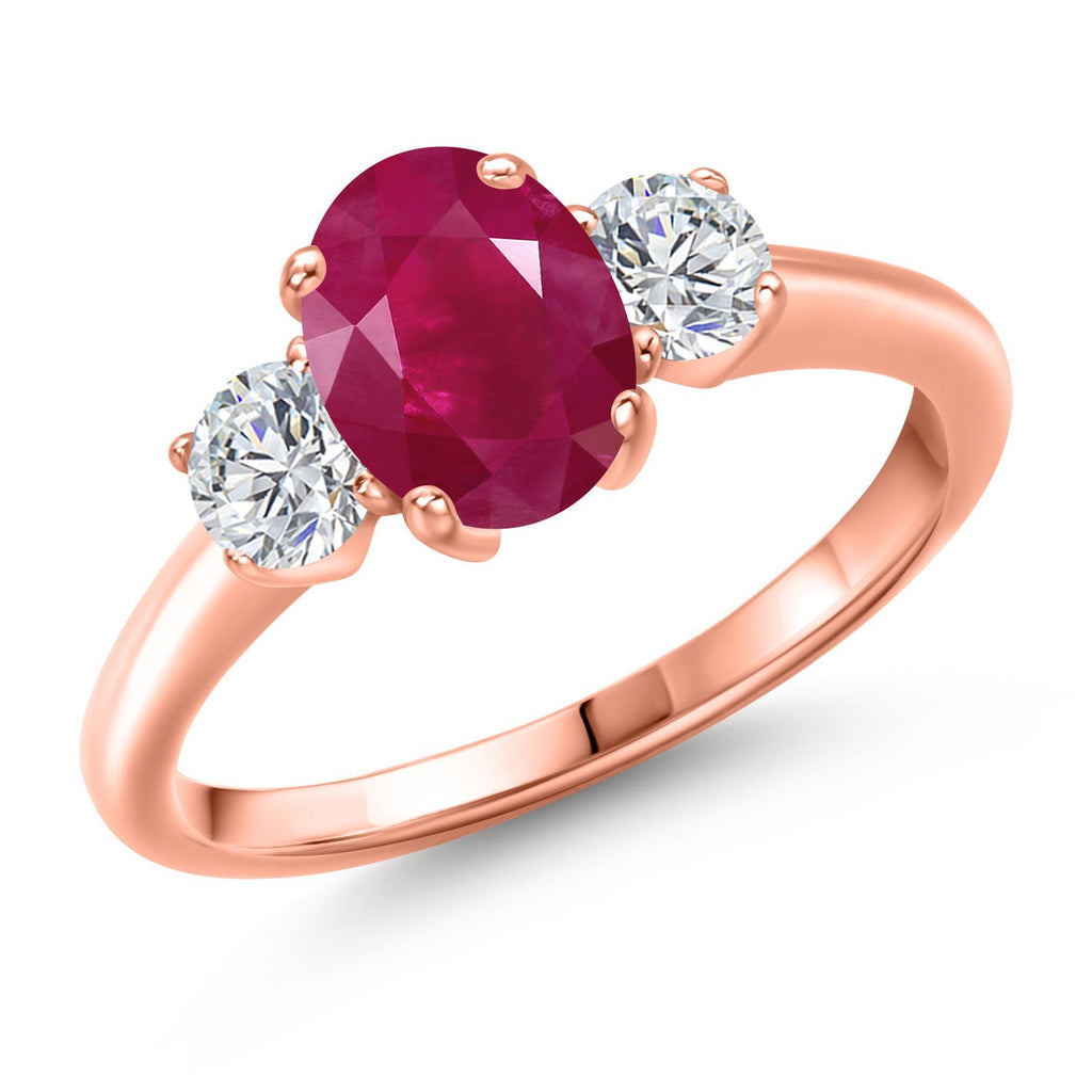 Ruby - July_5_Ring in 925 Rose Gold Plated Silver