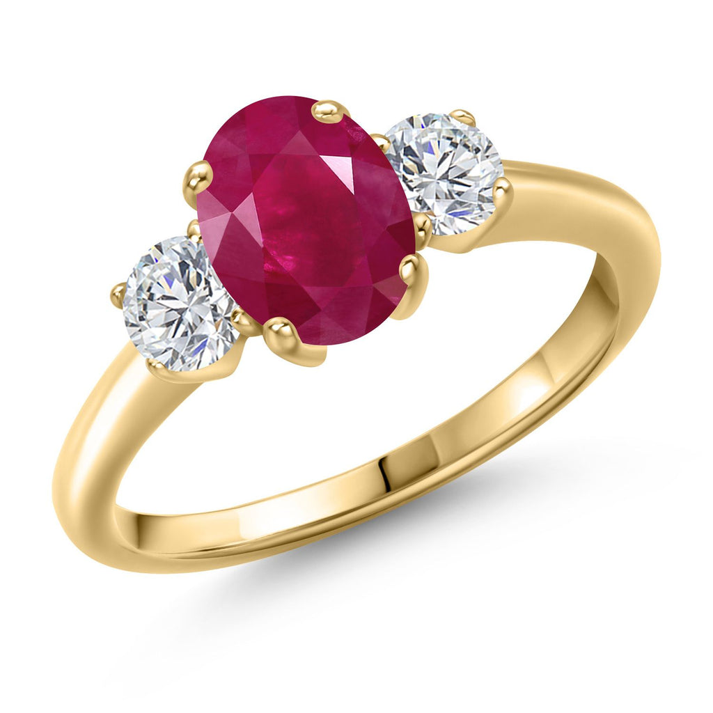 Ruby - July_6_Ring in 925 Yellow Gold Plated Silver