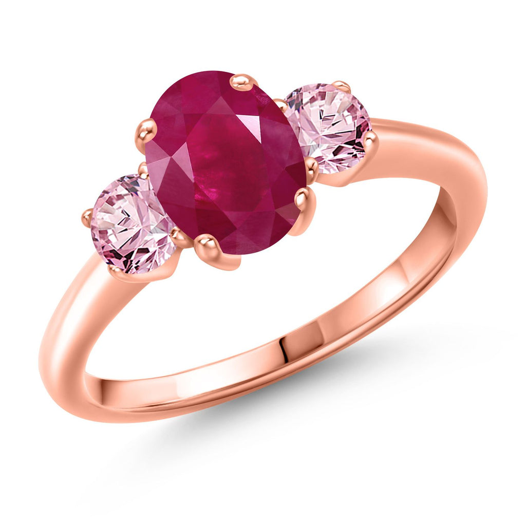Ruby - July_7_Ring in 925 Rose Gold Plated Silver