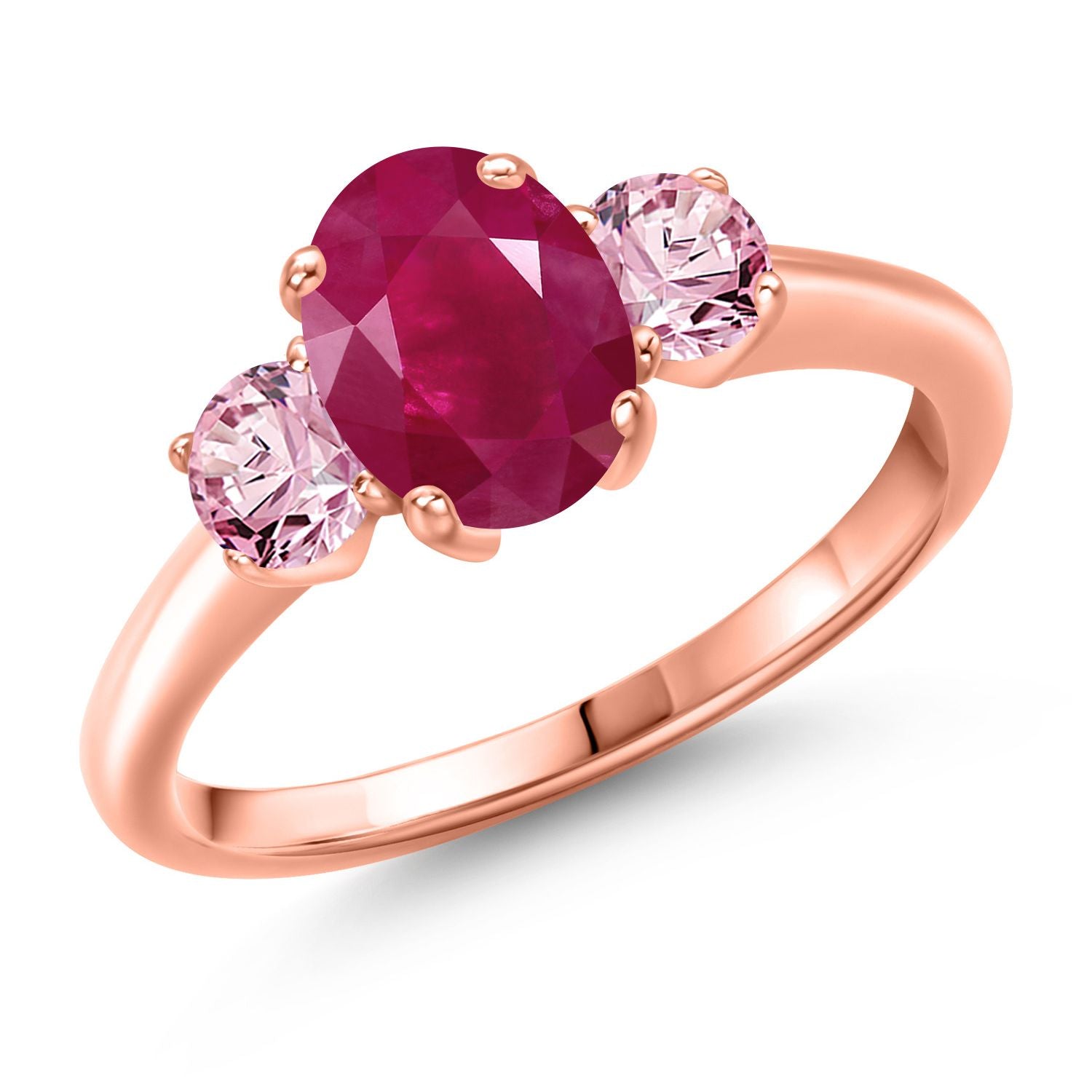 Ruby - July_8_Ring in 925 Rose Gold Plated Silver