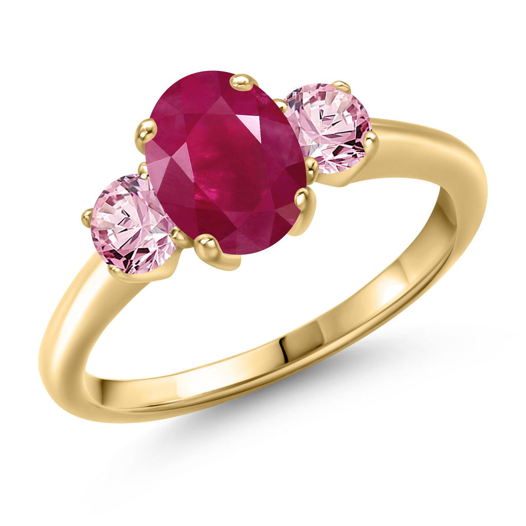 Ruby - July_5_Ring in 925 Yellow Gold Plated Silver