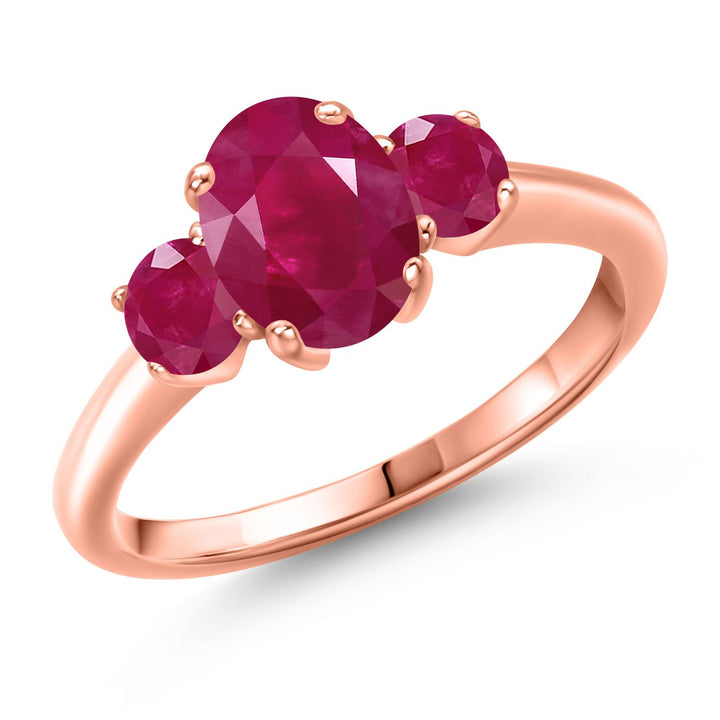 Ruby - July_5_Ring in 925 Rose Gold Plated Silver