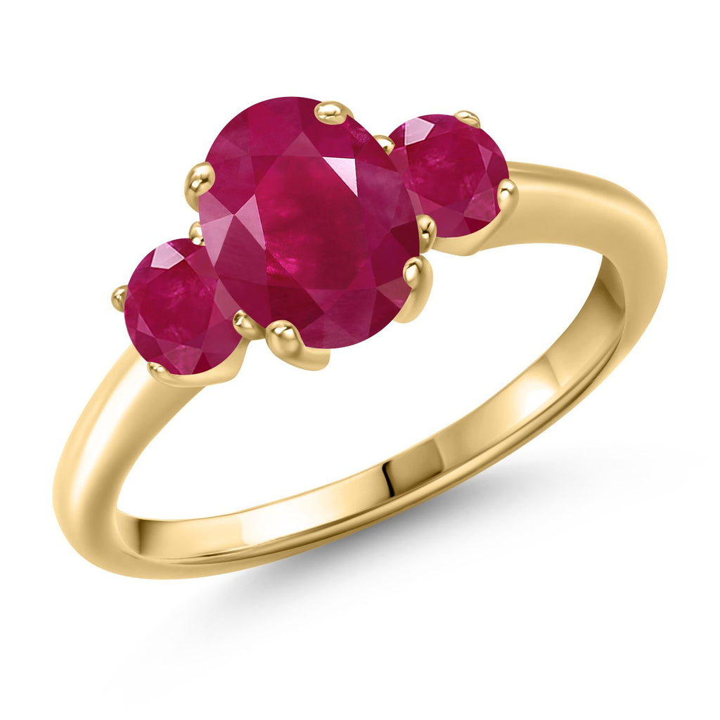 Ruby - July_9_Ring in 925 Yellow Gold Plated Silver