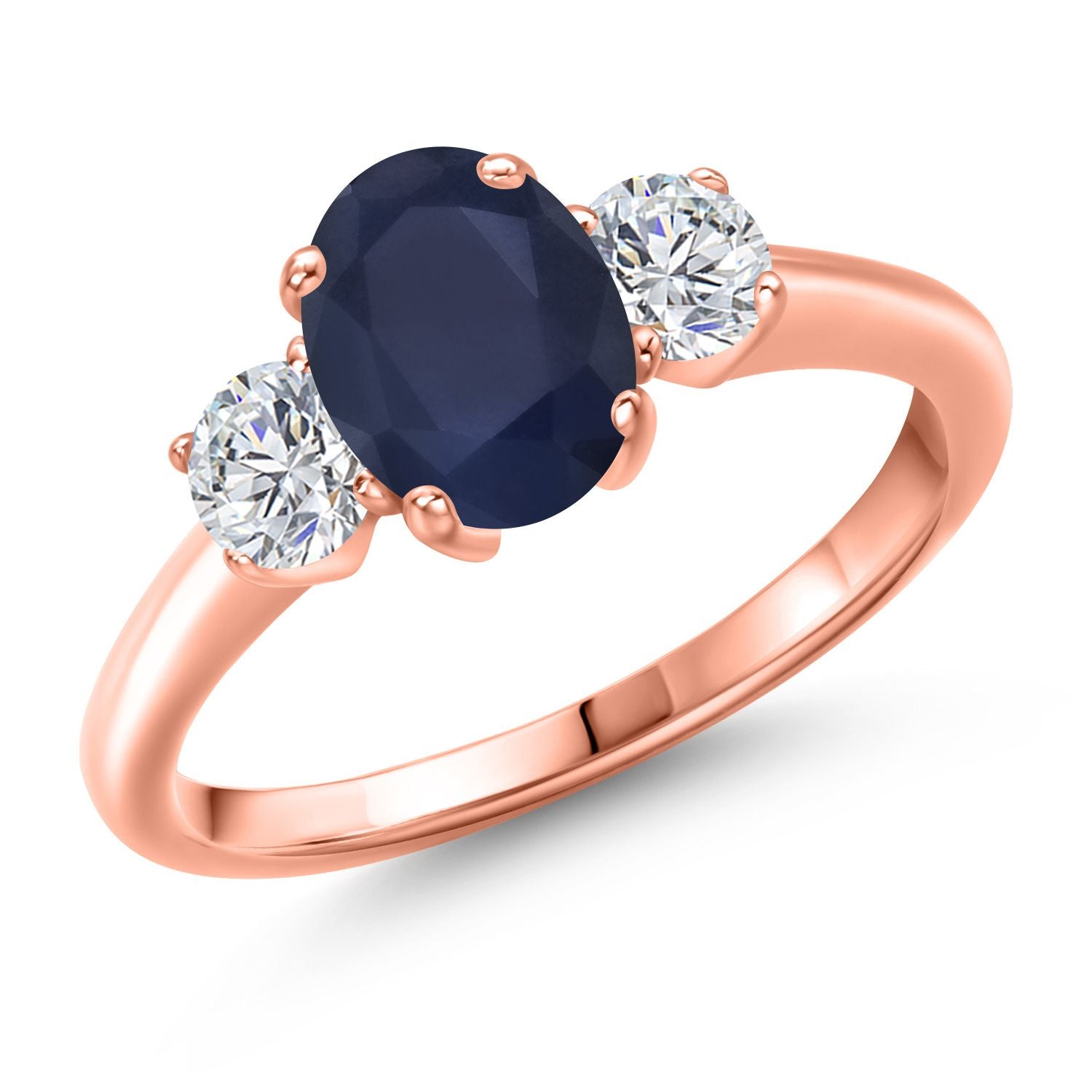 Blue Sapphire - September_9_Ring in 925 Rose Gold Plated Silver