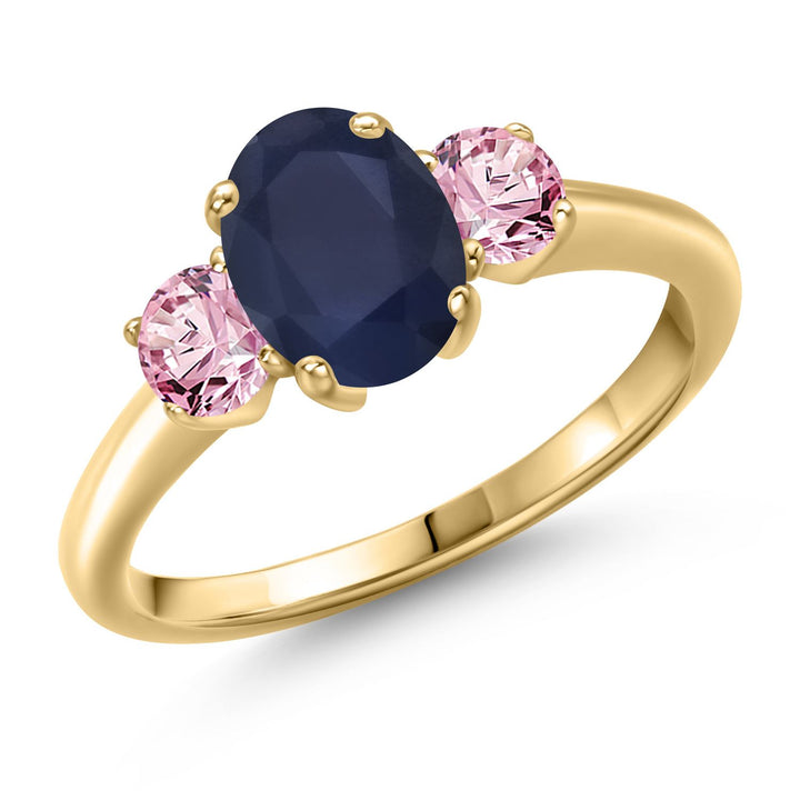 Blue Sapphire - September_5_Ring in 925 Yellow Gold Plated Silver