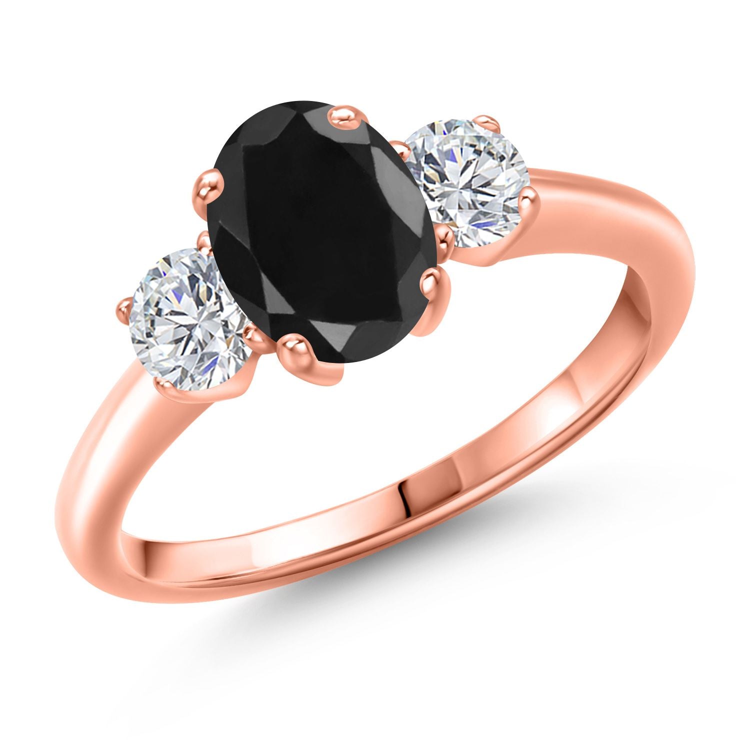 Black Sapphire - September_9_Ring in 925 Rose Gold Plated Silver