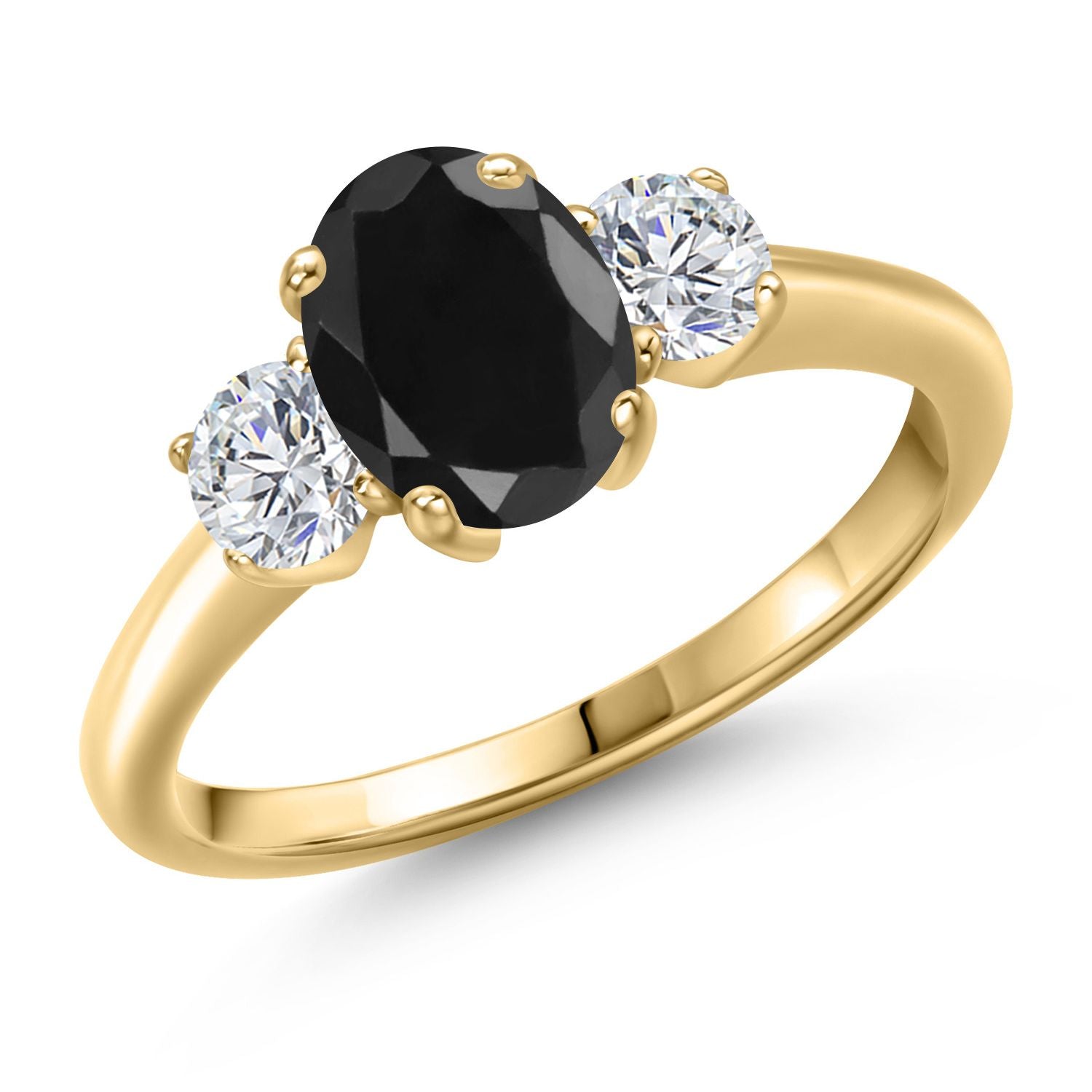 Black Sapphire - September_8_Ring in 925 Yellow Gold Plated Silver