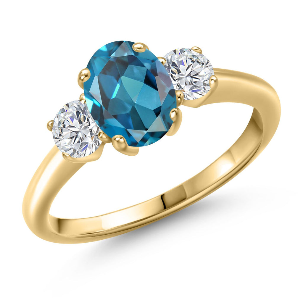 London Blue Topaz - November_8_Ring in 925 Yellow Gold Plated Silver