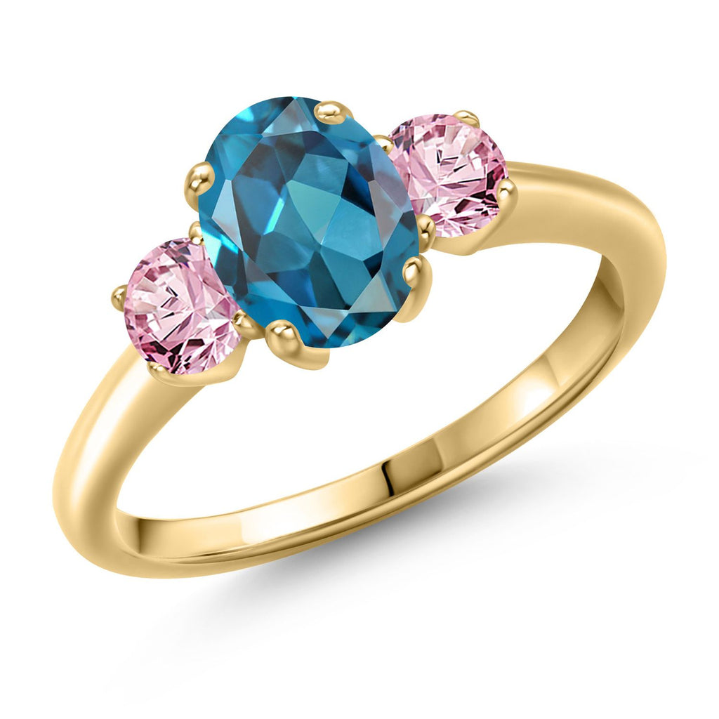 London Blue Topaz - November_8_Ring in 925 Yellow Gold Plated Silver