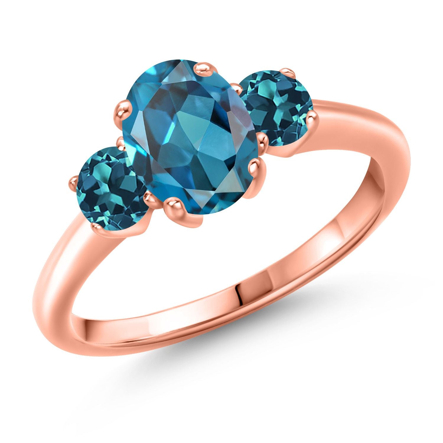 London Blue Topaz - November_9_Ring in 925 Rose Gold Plated Silver