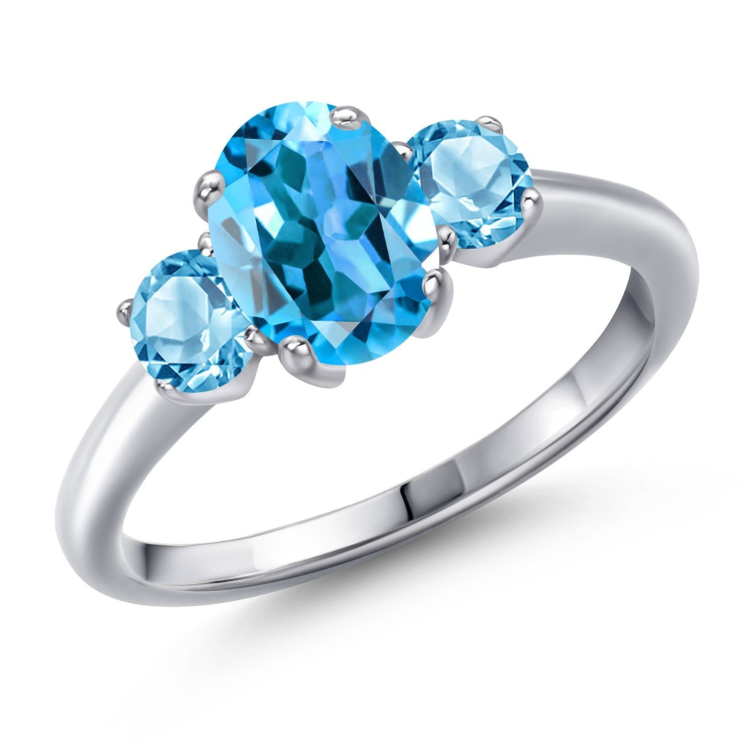 Swiss Blue Topaz - November_8_Ring in 925 Sterling Silver