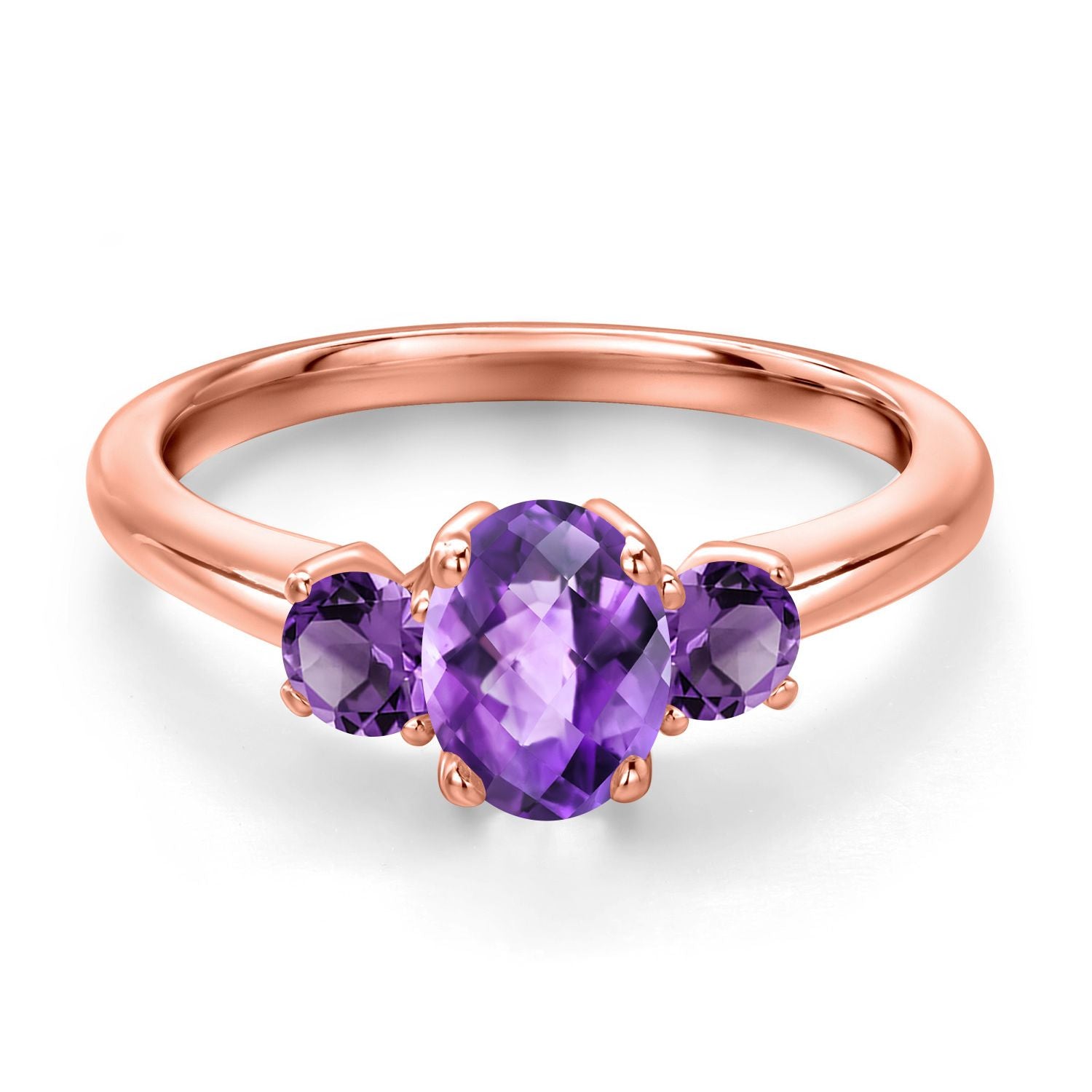 Amethyst_5_Ring in 925 Rose Gold Plated Silver