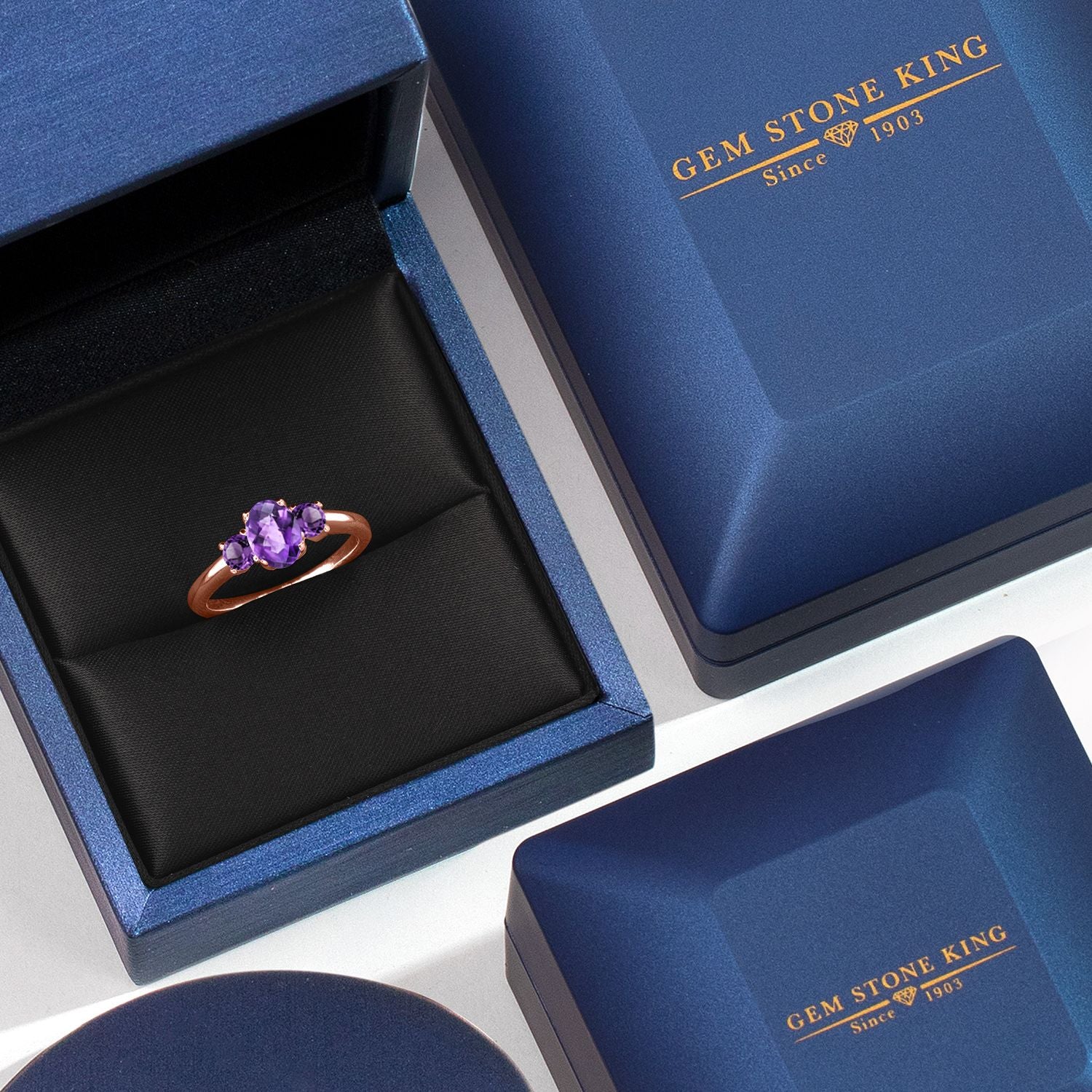 Amethyst_5_Ring in 925 Rose Gold Plated Silver