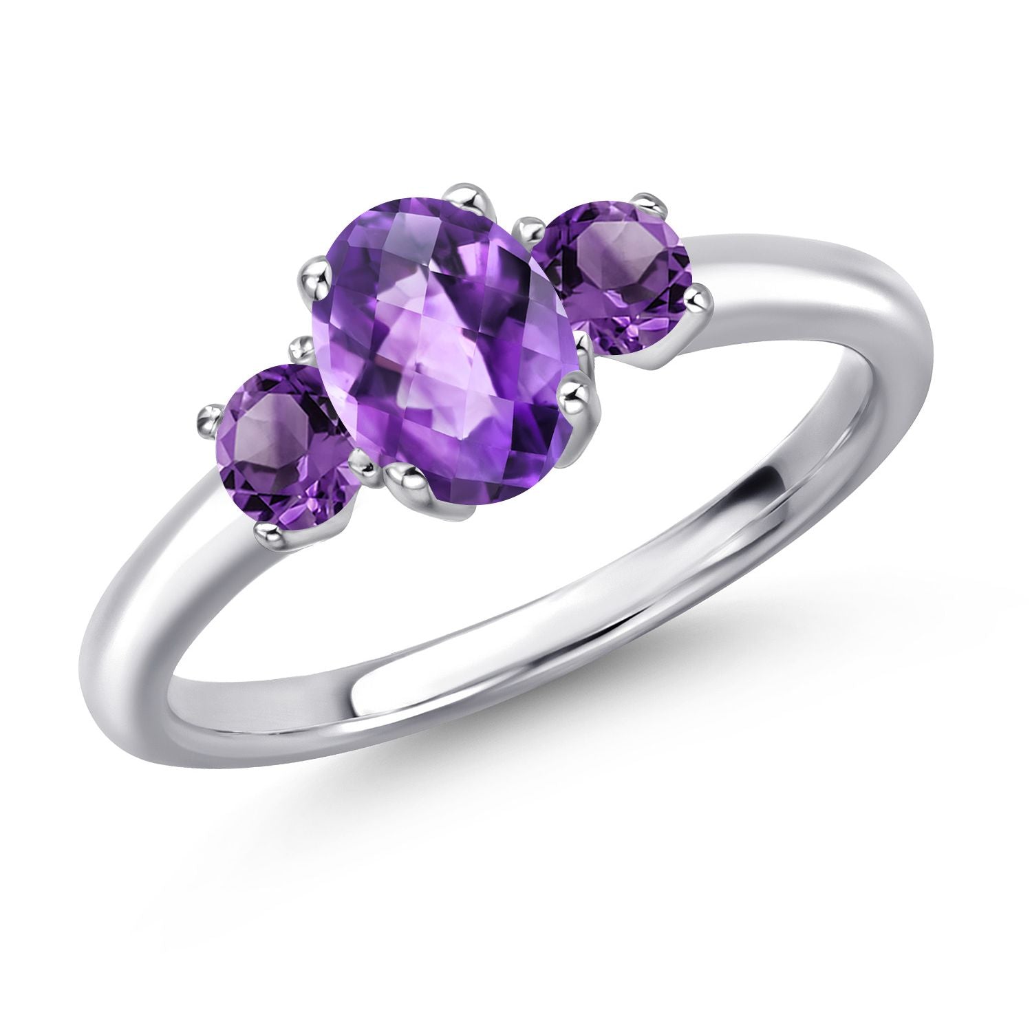 Amethyst-Checkerboard - February_6_Ring in 925 Sterling Silver