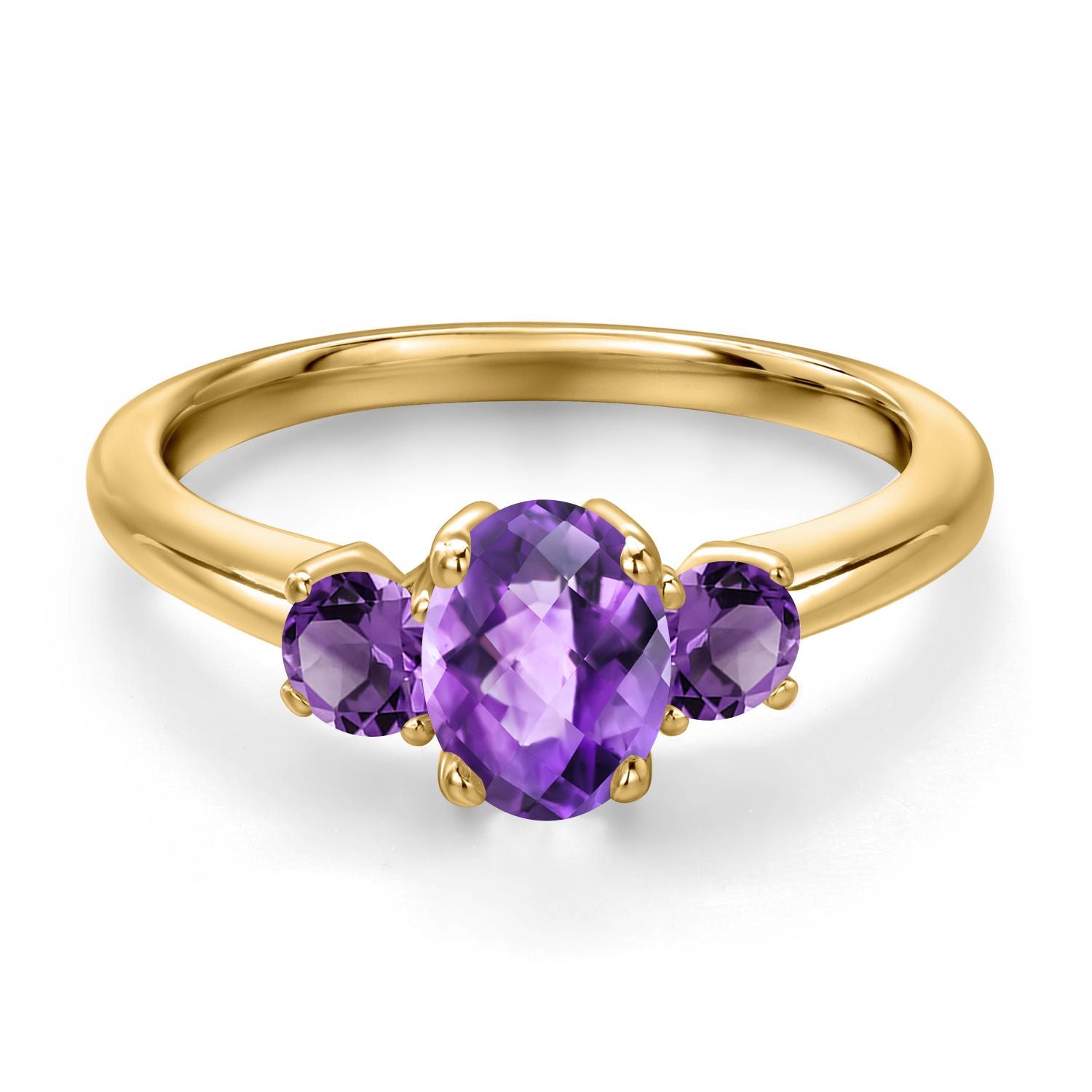 Amethyst_5_Ring in 925 Yellow Gold Plated Silver