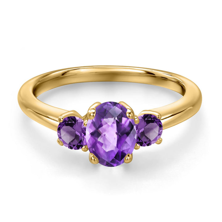 Amethyst_5_Ring in 925 Yellow Gold Plated Silver