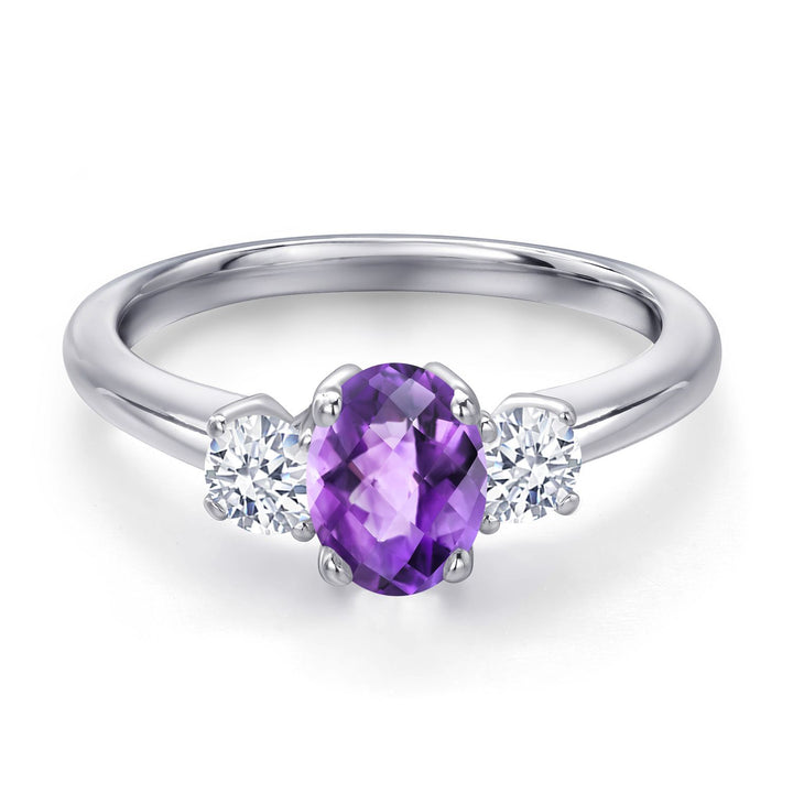 Amethyst and Zirconia_5_Ring in 925 Sterling Silver