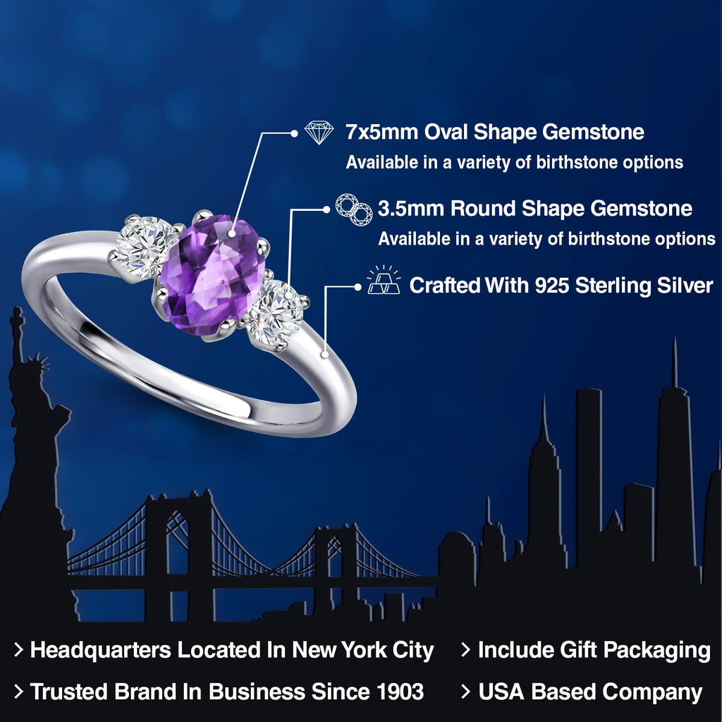 Amethyst and Lab Grown Diamond_5_Ring in 925 Sterling Silver