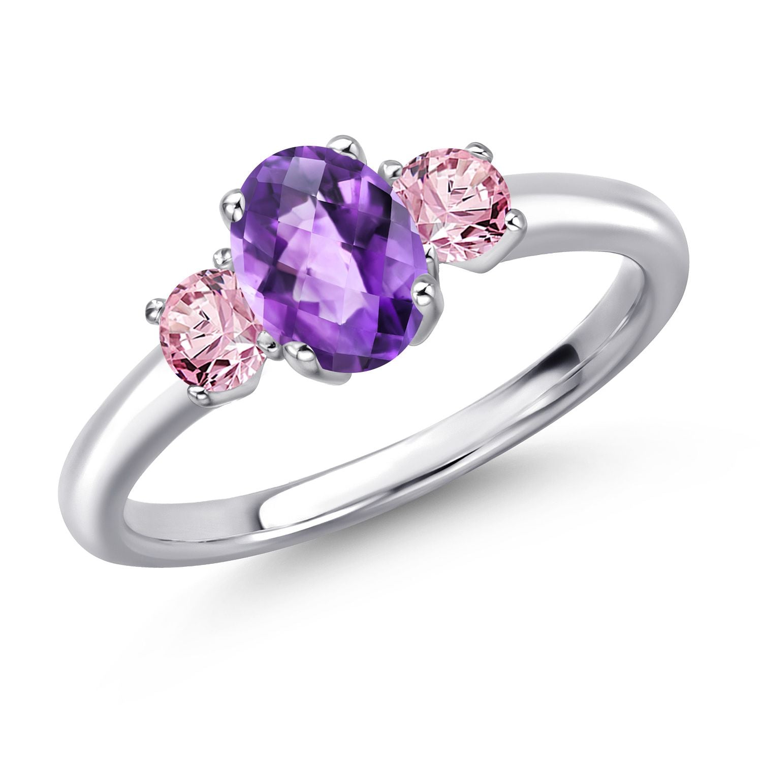 Amethyst and Lab Grown Diamond_5_Ring in 925 Sterling Silver