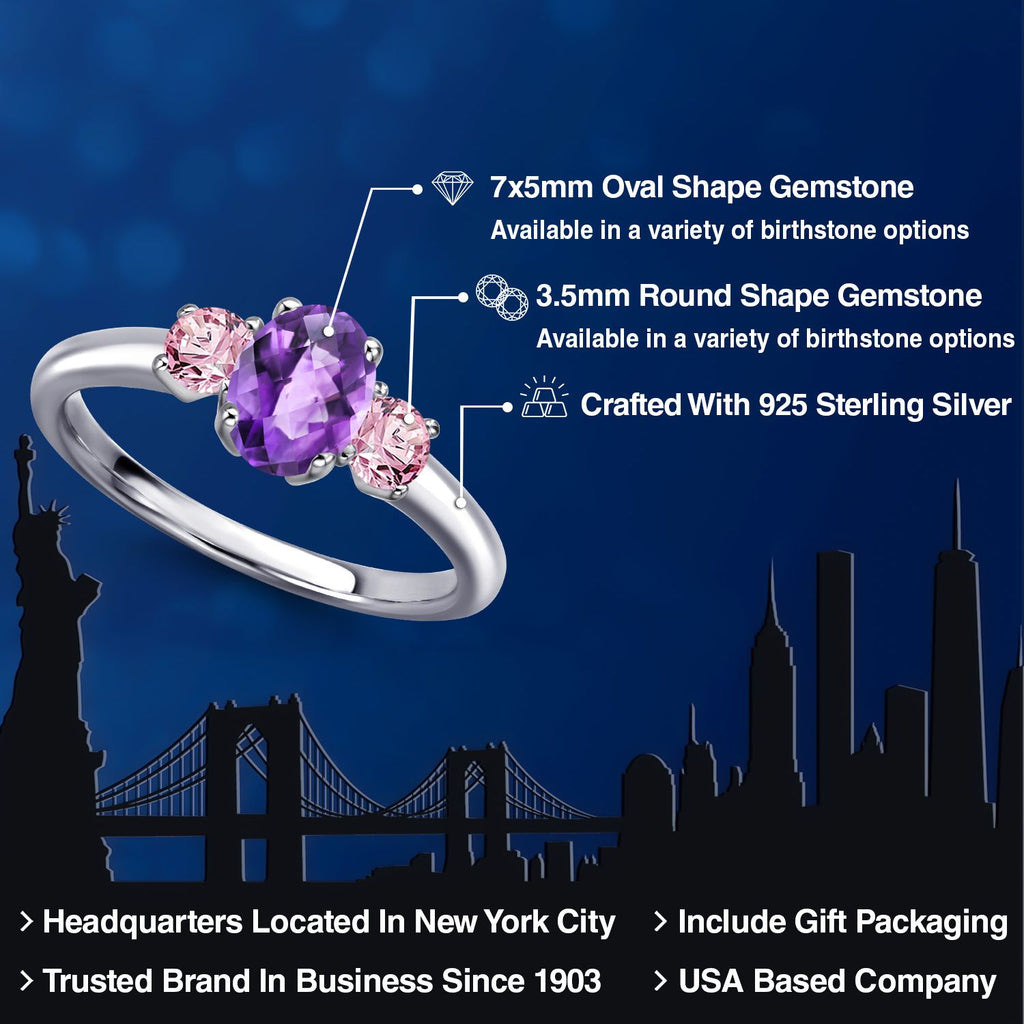 Amethyst and Lab Grown Diamond_5_Ring in 925 Sterling Silver