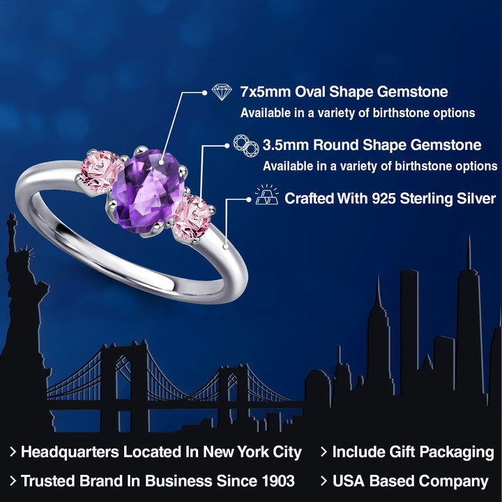 Amethyst and Lab Grown Diamond_5_Ring in 925 Sterling Silver