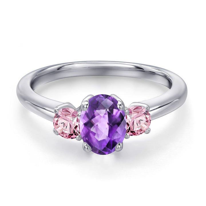 Amethyst and Lab Grown Diamond_5_Ring in 925 Sterling Silver