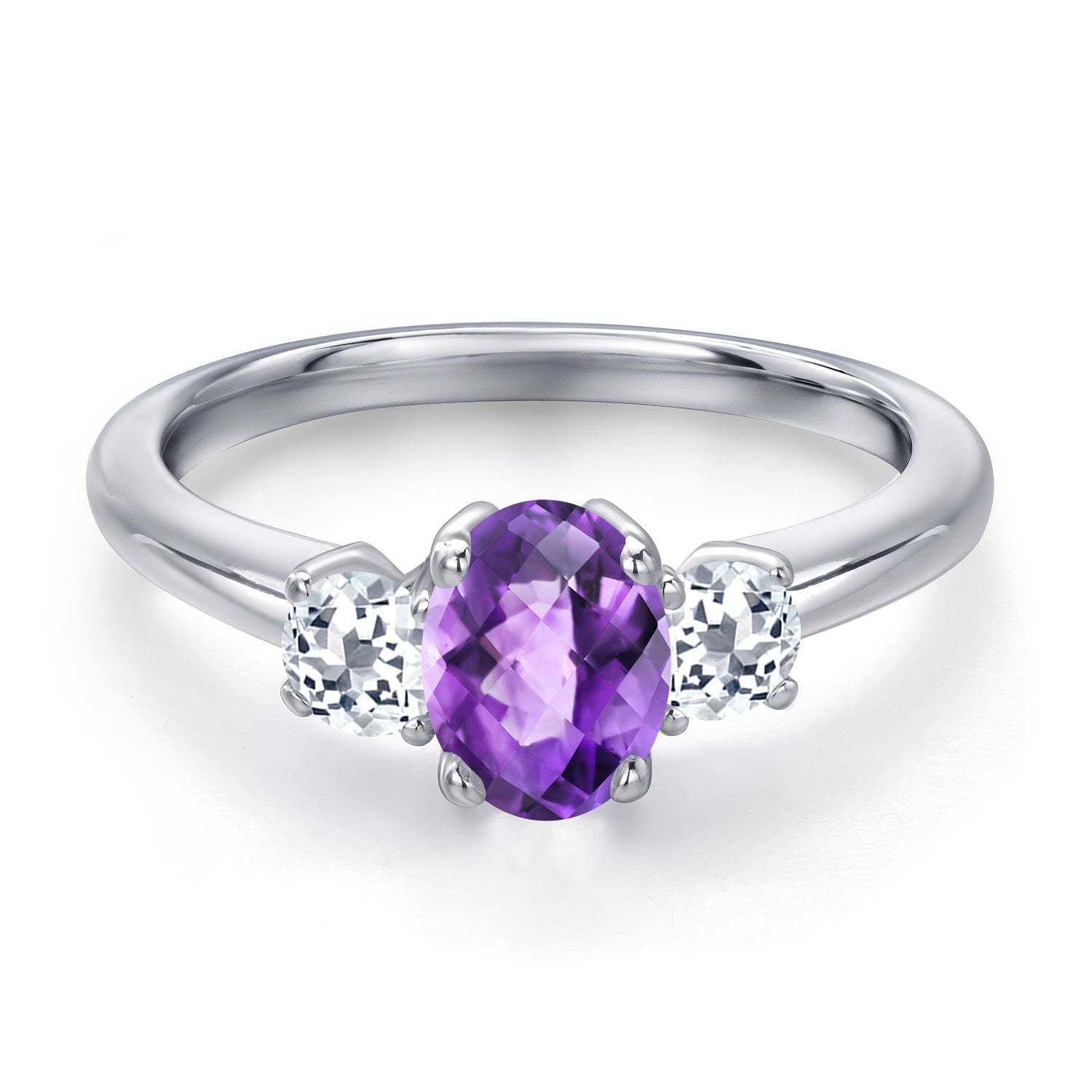 Amethyst and Topaz_5_Ring in 925 Sterling Silver