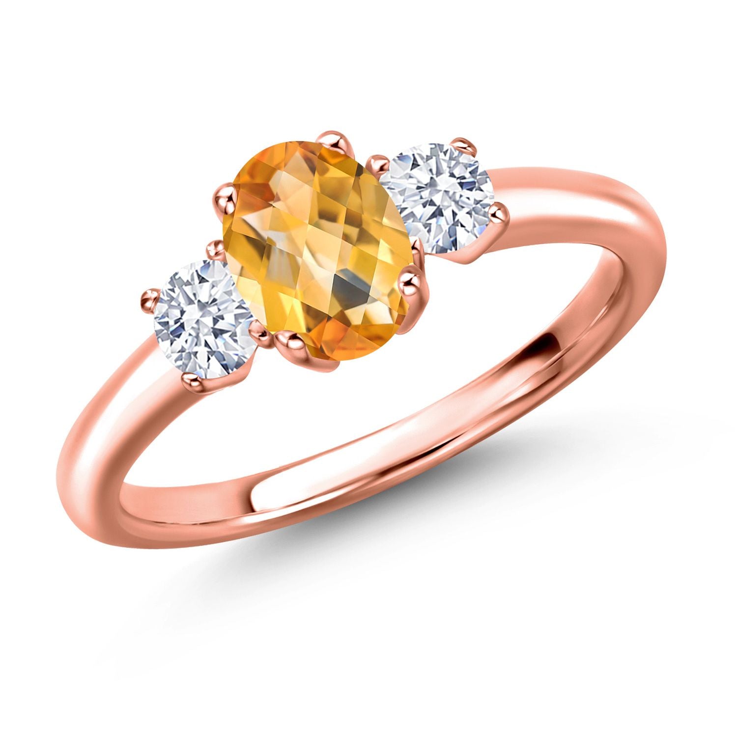 Citrine-Checkerboard - November_9_Ring in 925 Rose Gold Plated Silver