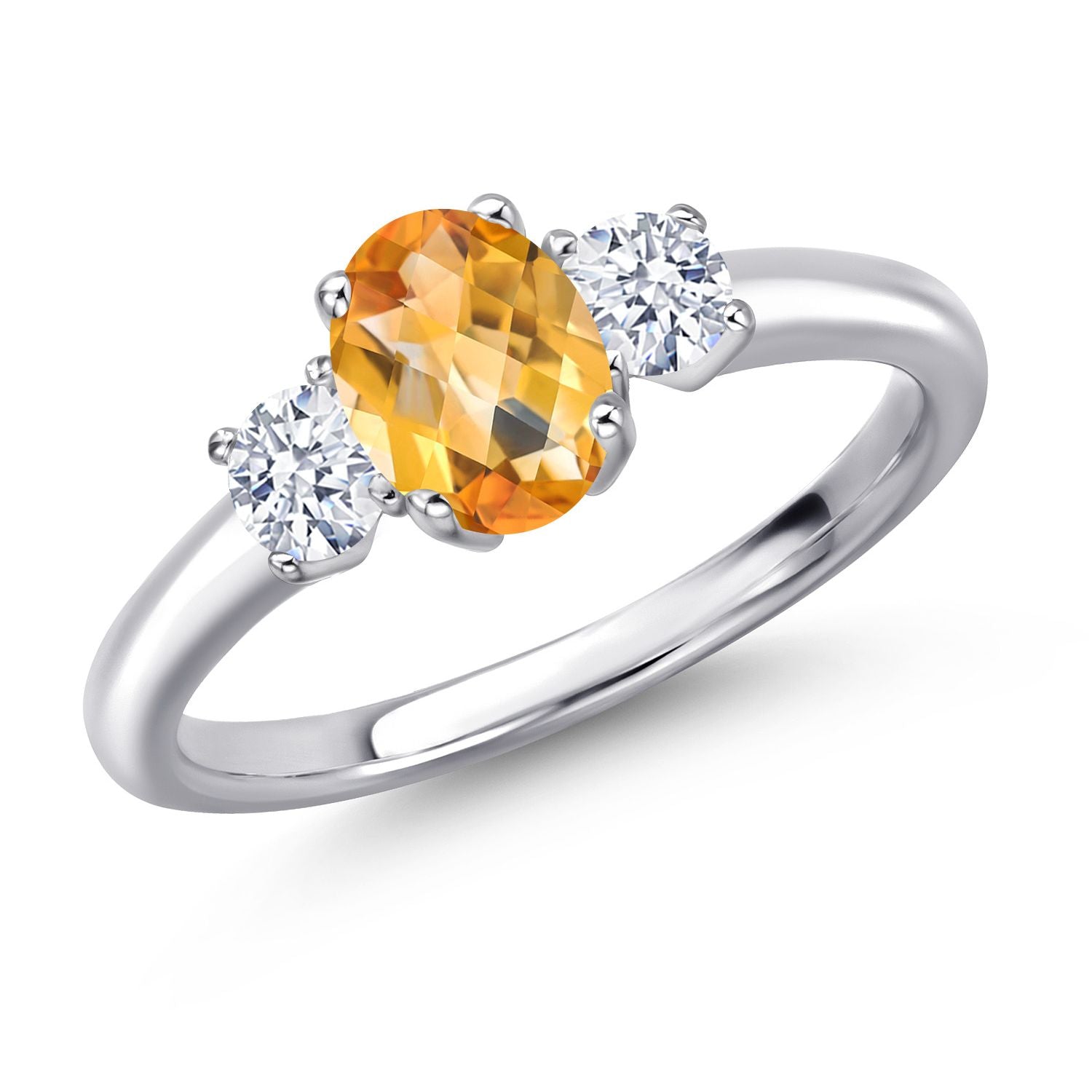 Citrine-Checkerboard - November_5_Ring in 925 Sterling Silver