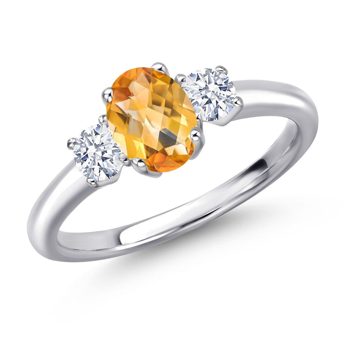 Citrine-Checkerboard - November_5_Ring in 925 Sterling Silver