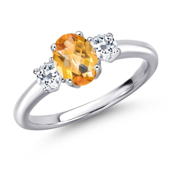 Citrine-Checkerboard - November_5_Ring in 925 Sterling Silver