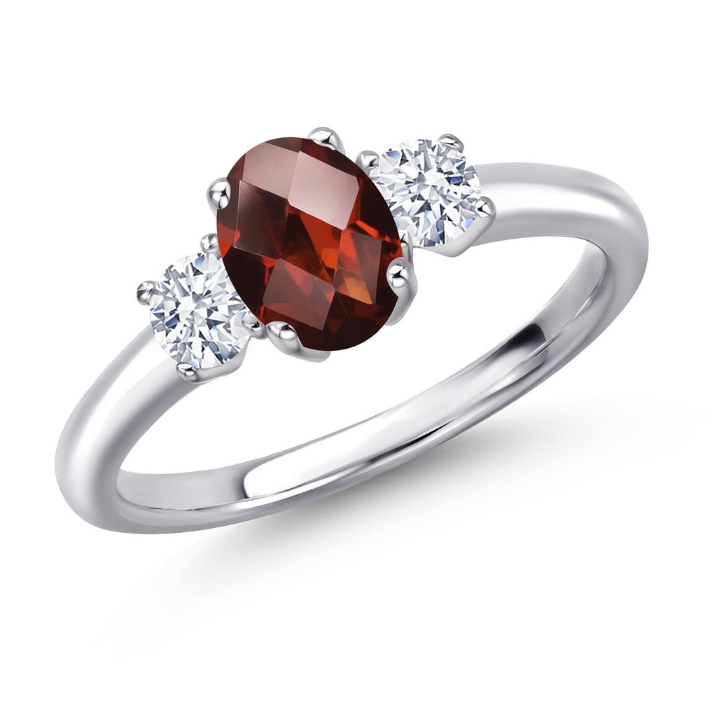 Garnet-Checkerboard - January_7_Ring in 925 Sterling Silver