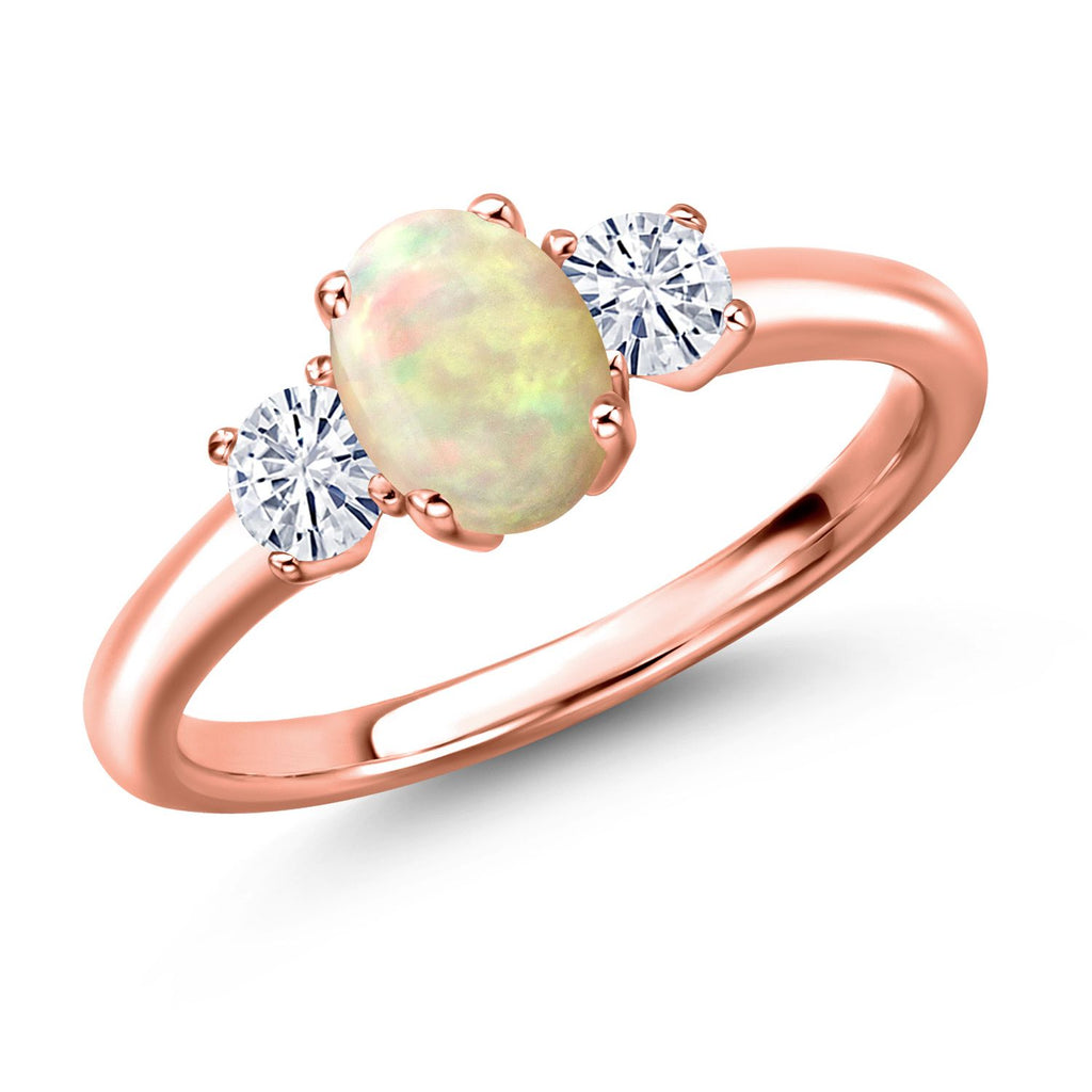 Ethiopian Opal-Cabochon - October_8_Ring in 925 Rose Gold Plated Silver