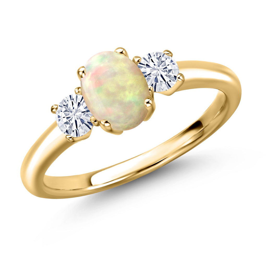 Ethiopian Opal-Cabochon - October_8_Ring in 925 Yellow Gold Plated Silver