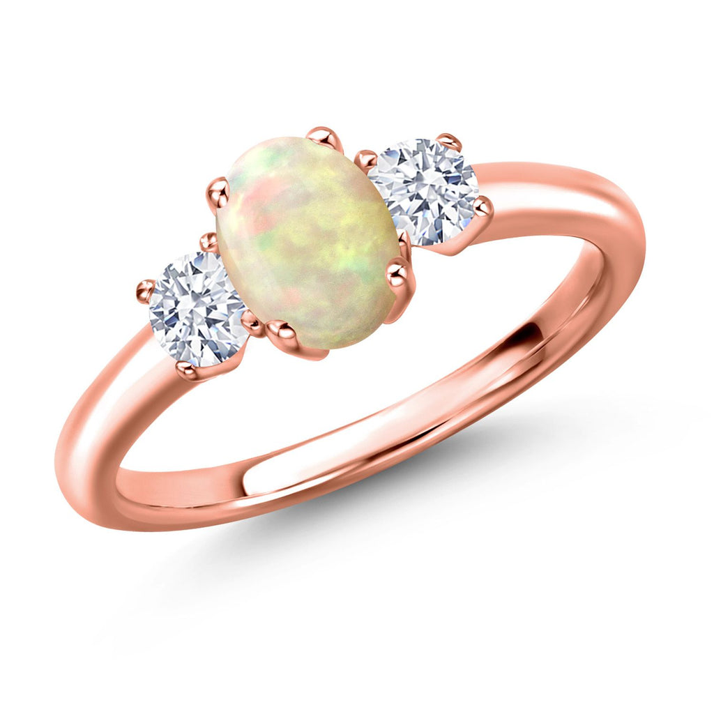 Ethiopian Opal-Cabochon - October_8_Ring in 925 Rose Gold Plated Silver