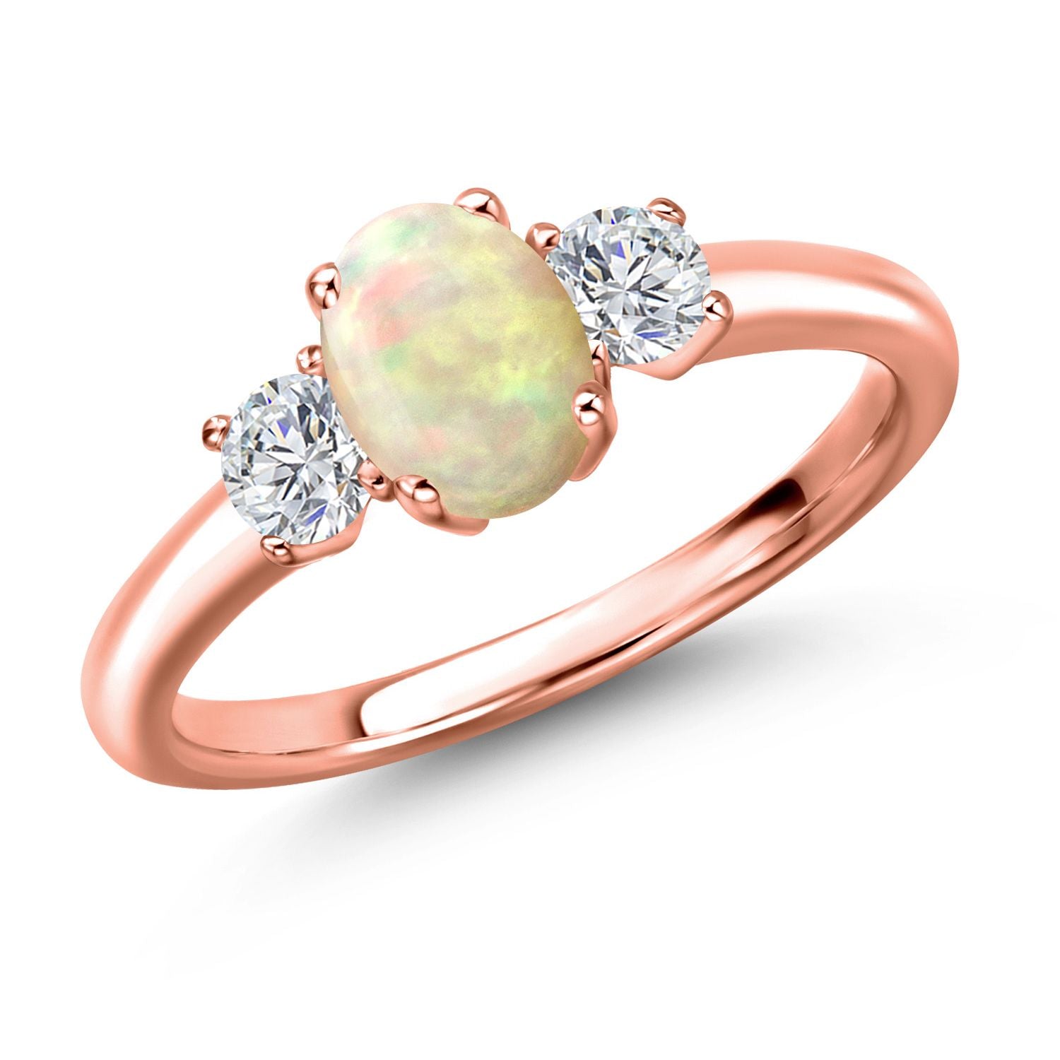 Ethiopian Opal-Cabochon - October_7_Ring in 925 Rose Gold Plated Silver