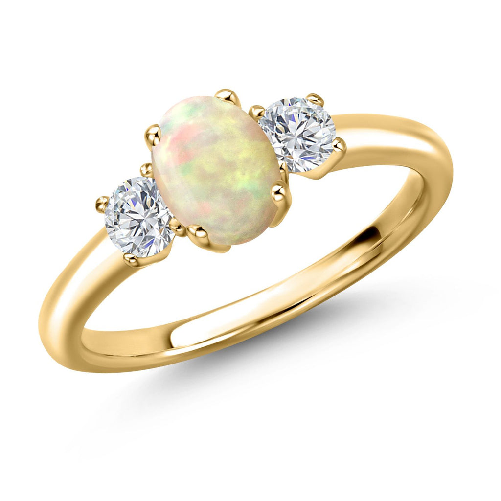 Ethiopian Opal-Cabochon - October_6_Ring in 925 Yellow Gold Plated Silver