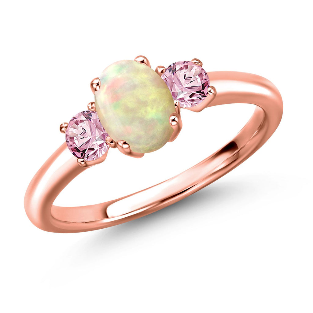 Ethiopian Opal-Cabochon - October_8_Ring in 925 Rose Gold Plated Silver