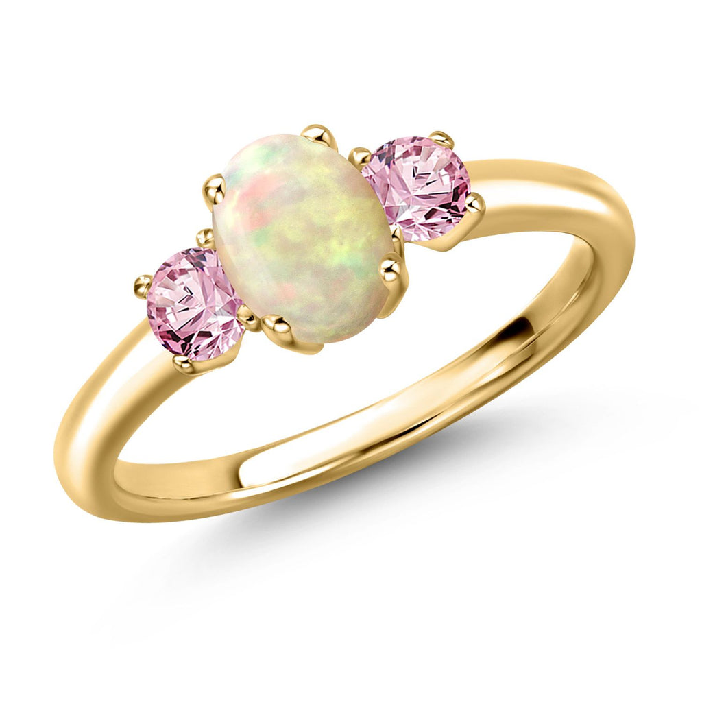 Ethiopian Opal-Cabochon - October_8_Ring in 925 Yellow Gold Plated Silver
