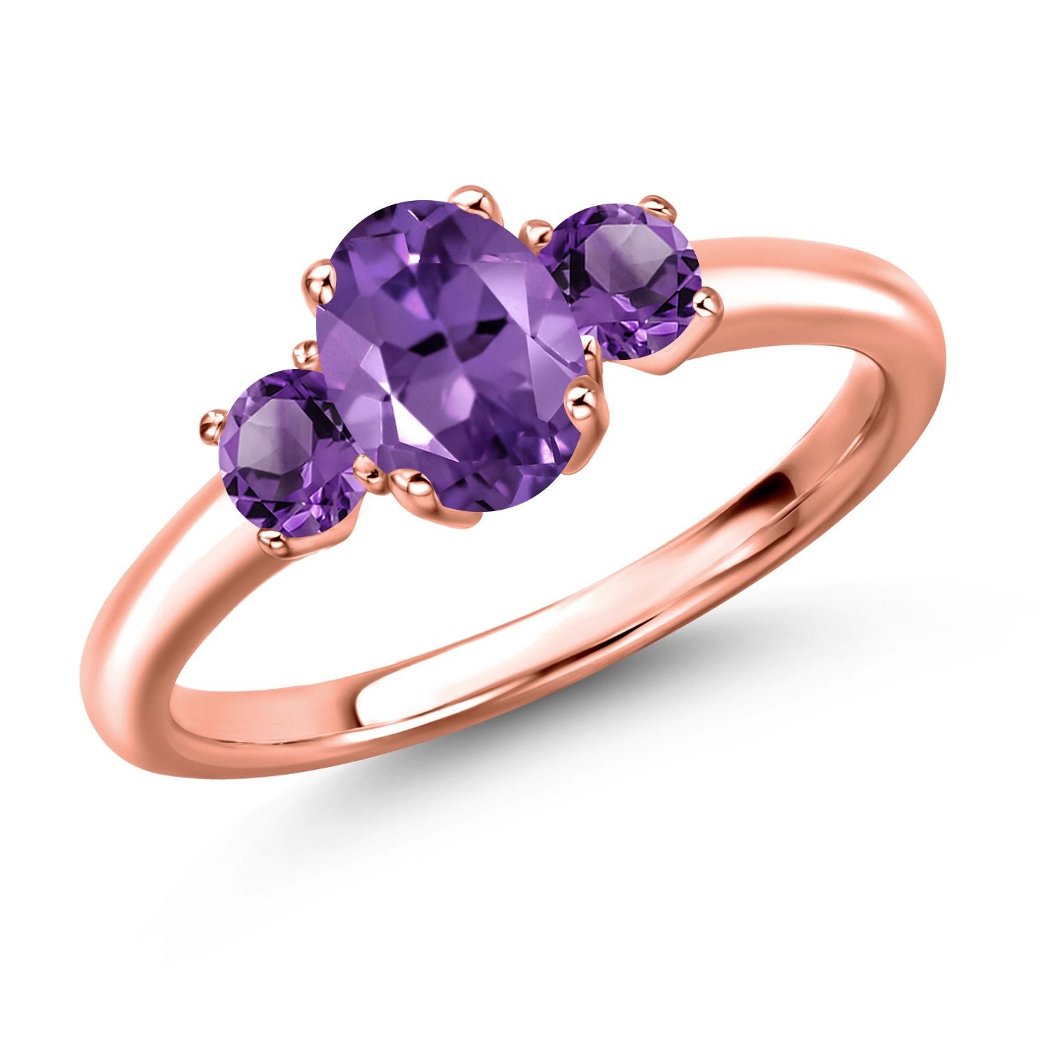 Amethyst - February_6_Ring in 925 Rose Gold Plated Silver