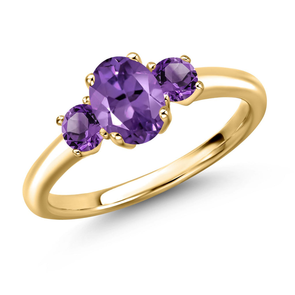 Amethyst - February_9_Ring in 925 Yellow Gold Plated Silver