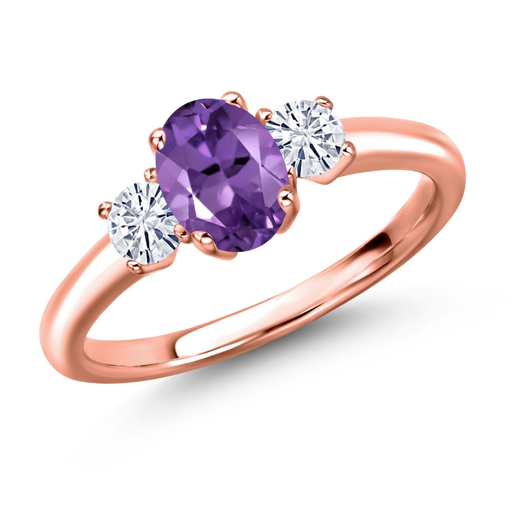 Amethyst - February_6_Ring in 925 Rose Gold Plated Silver
